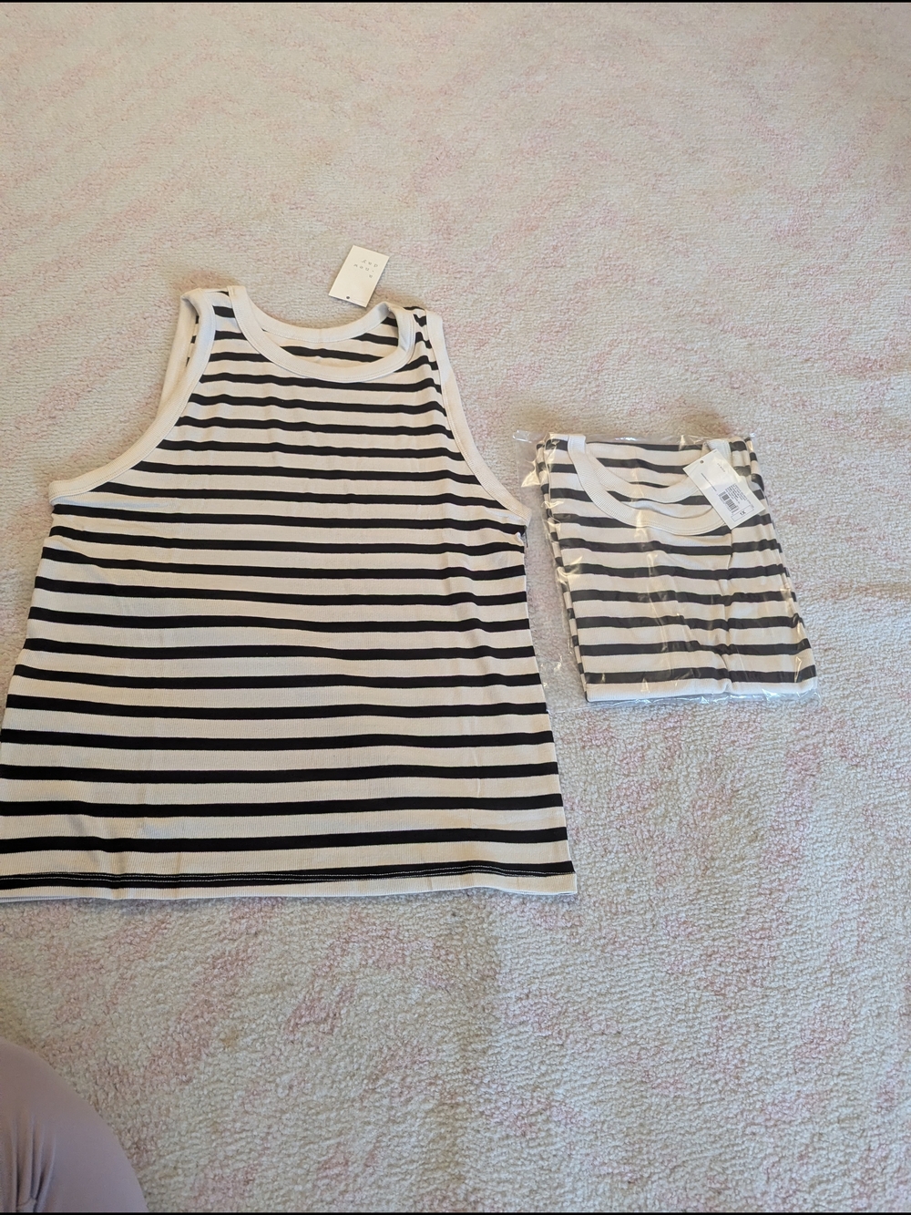 Two, a new day Black & White Striped Tank Top